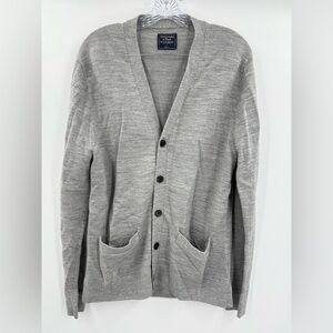 Abercrombie & Fitch‎ Men's Gray Wool Blend Knit Cardigan Sweater Size Large